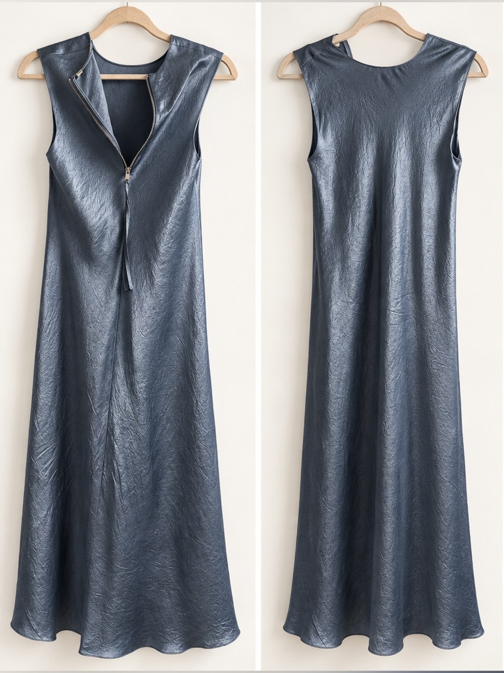 Vince Slate-Blue Silk Sleeveless Maxi Dress